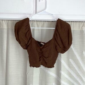 Altar’d State Puff Sleeve Ruched Crop Top